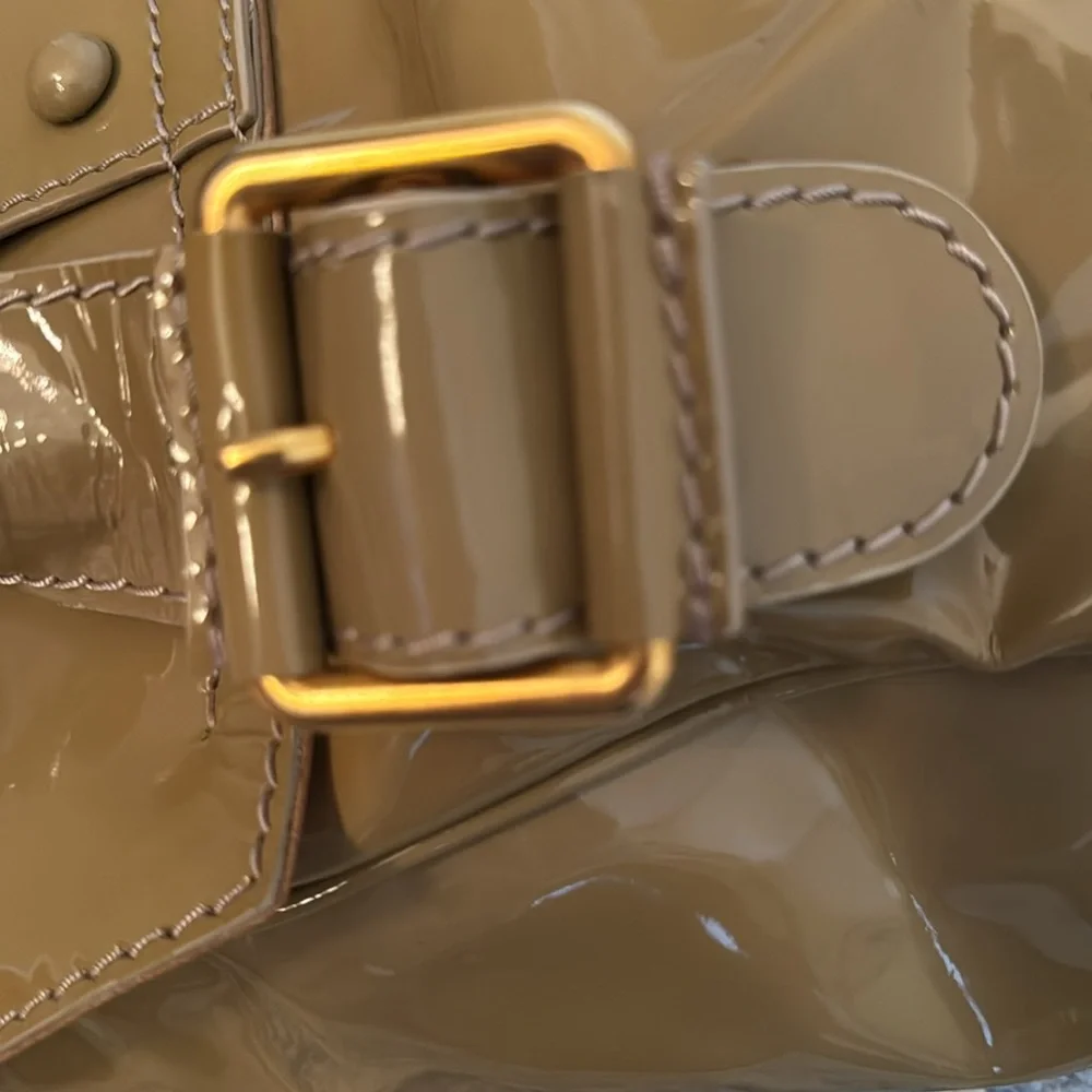 Valentino Garavani Camel Brown Braided-Handle Patent Satchel - Picture 12 of 13